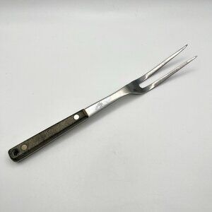 Vintage Flint Stainless USA Carving Fork 2-Prong Meat Mid Century Retro Kitchen